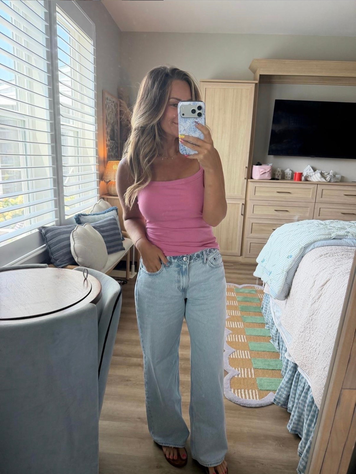 The outfit that’s making expensive denim a little nervous. 👀💗

This pink tank is such a good staple (soft, flattering, and under $20 🙌), and these jeans have that relaxed, effortless fit that’s everywhere right now. Added my favorite sandals and simple jewelry for an easy everyday summer outfit.

summer outfit, casual outfit, petite fashion, wide leg jeans, light wash jeans, pink tank top, Amazon fashion, everyday style, affordable fashion, neutral outfit, weekend outfit, vacation outfit, coastal style, capsule wardrobe

#LTKgrwm #LTKootd #LTKSeasonal