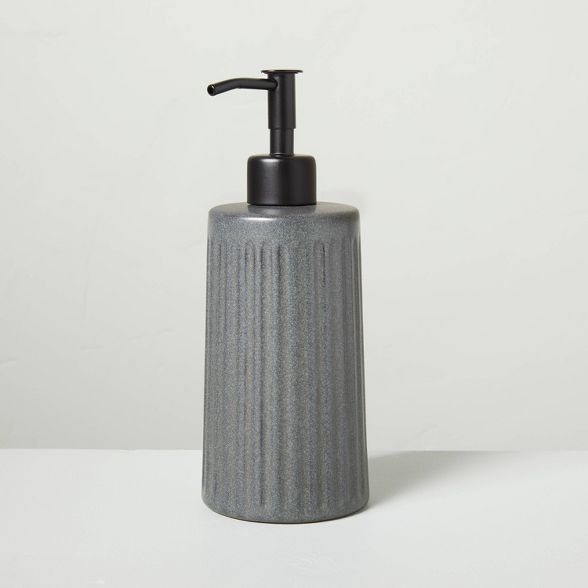 Fluted Ceramic Soap Pump Dark Gray - Hearth & Hand™ with Magnolia | Target