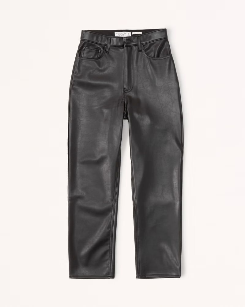 Vegan Leather Ankle Straight Pants | Abercrombie & Fitch (US)