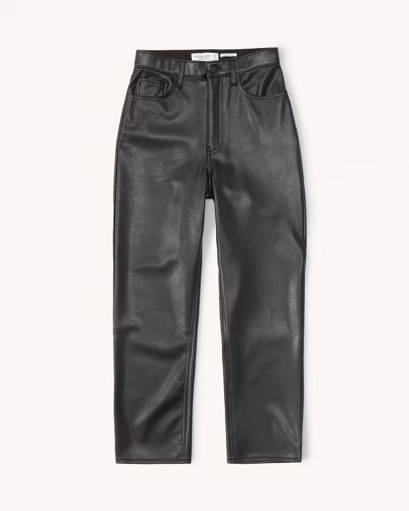 Abercrombie & Fitch Women's Vegan Leather Ankle Straight Pants in Black - Size 26L | Abercrombie & Fitch (US)