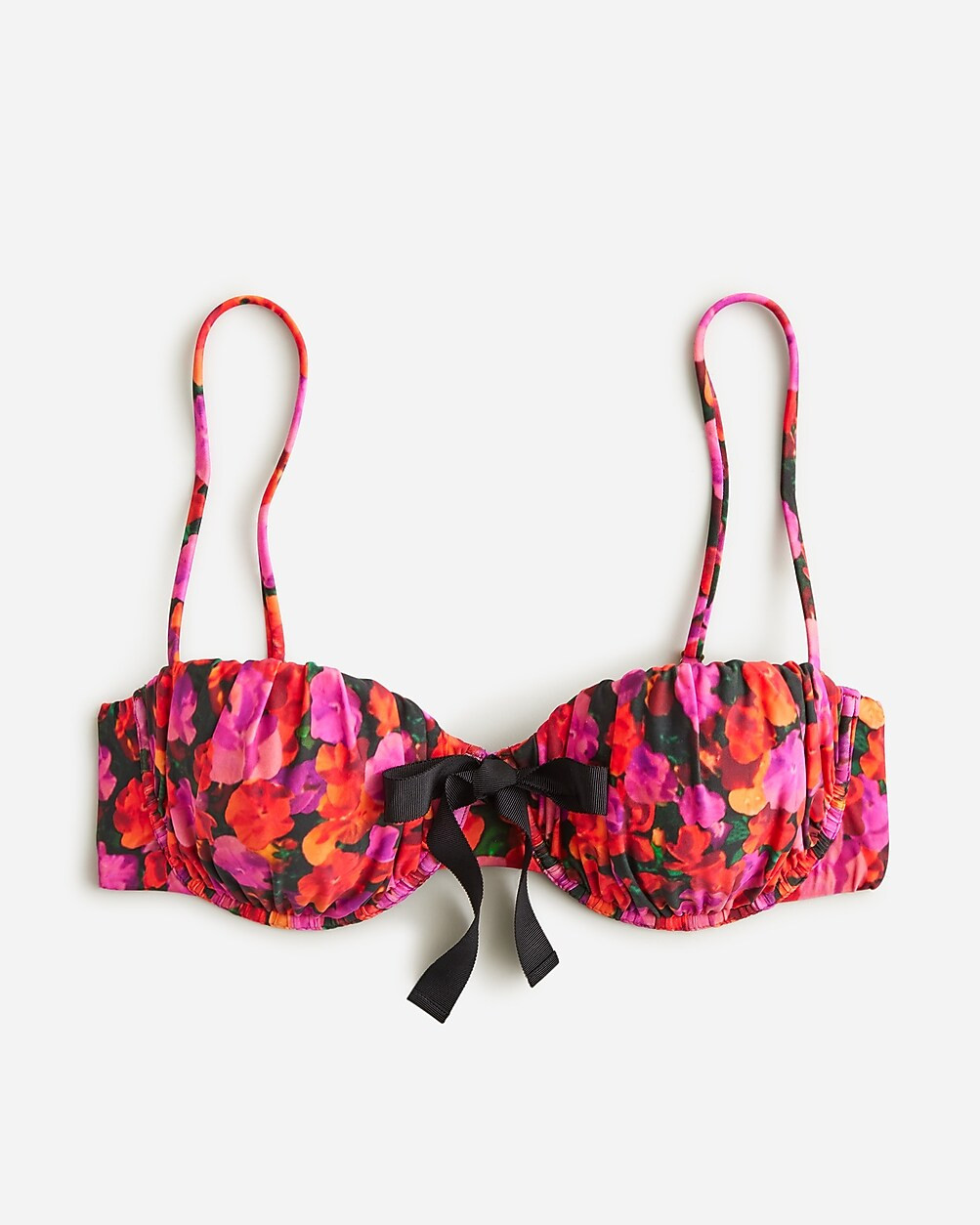 Ruched balconette bikini top in pansy floral | J. Crew US