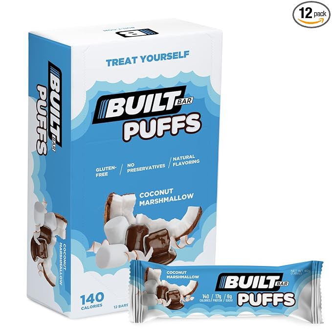 Built Bar 12 Pack High Protein Energy Bars | Gluten Free | Chocolate Covered | Low Carb | Low Cal... | Amazon (US)