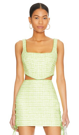 Avignon Bustier Top in Lime Green Tweed | Revolve Clothing (Global)
