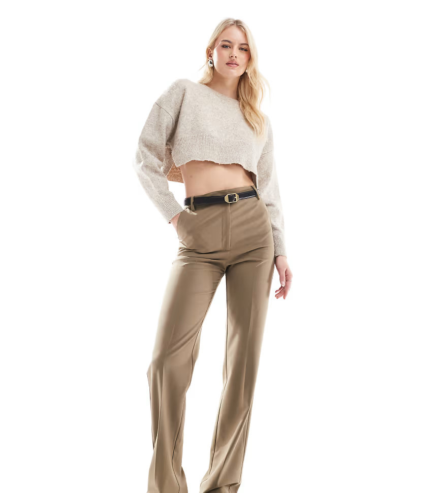 ASOS DESIGN Tall tailored slim straight pants in olive-Green | ASOS (Global)