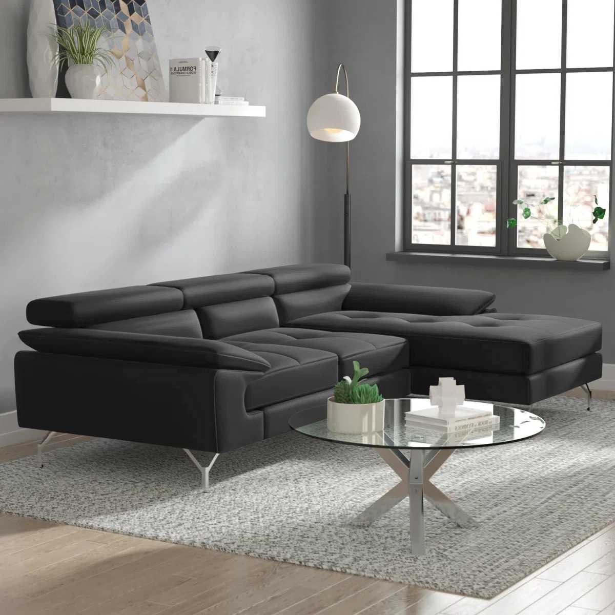 Grasmere Leather L-Shaped Sectional | Wayfair North America