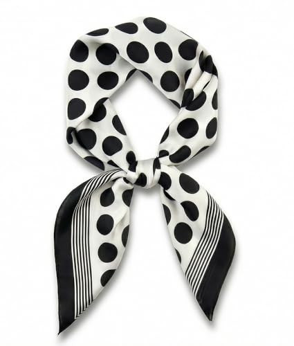 corciova Black and White Polka Dot Square Scarf, 70x70 cm (27.5 in) Silky Polyester Neckerchief Bandana for Hair, Neck & Handbags | Amazon (US)