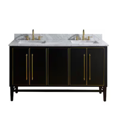 Avanity Mason 60-in Black Undermount Double Sink Bathroom Vanity with Carrara White Marble Top | Lowe's