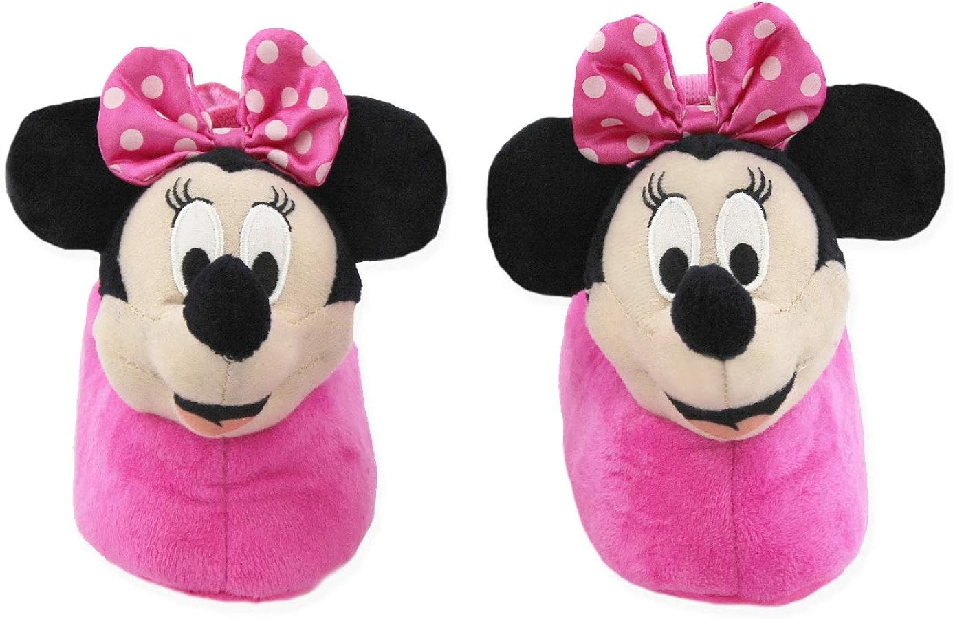Minnie Mouse Disney Toddler Girls Plush 3D Minnie Head Sock Top Slippers | Amazon (US)