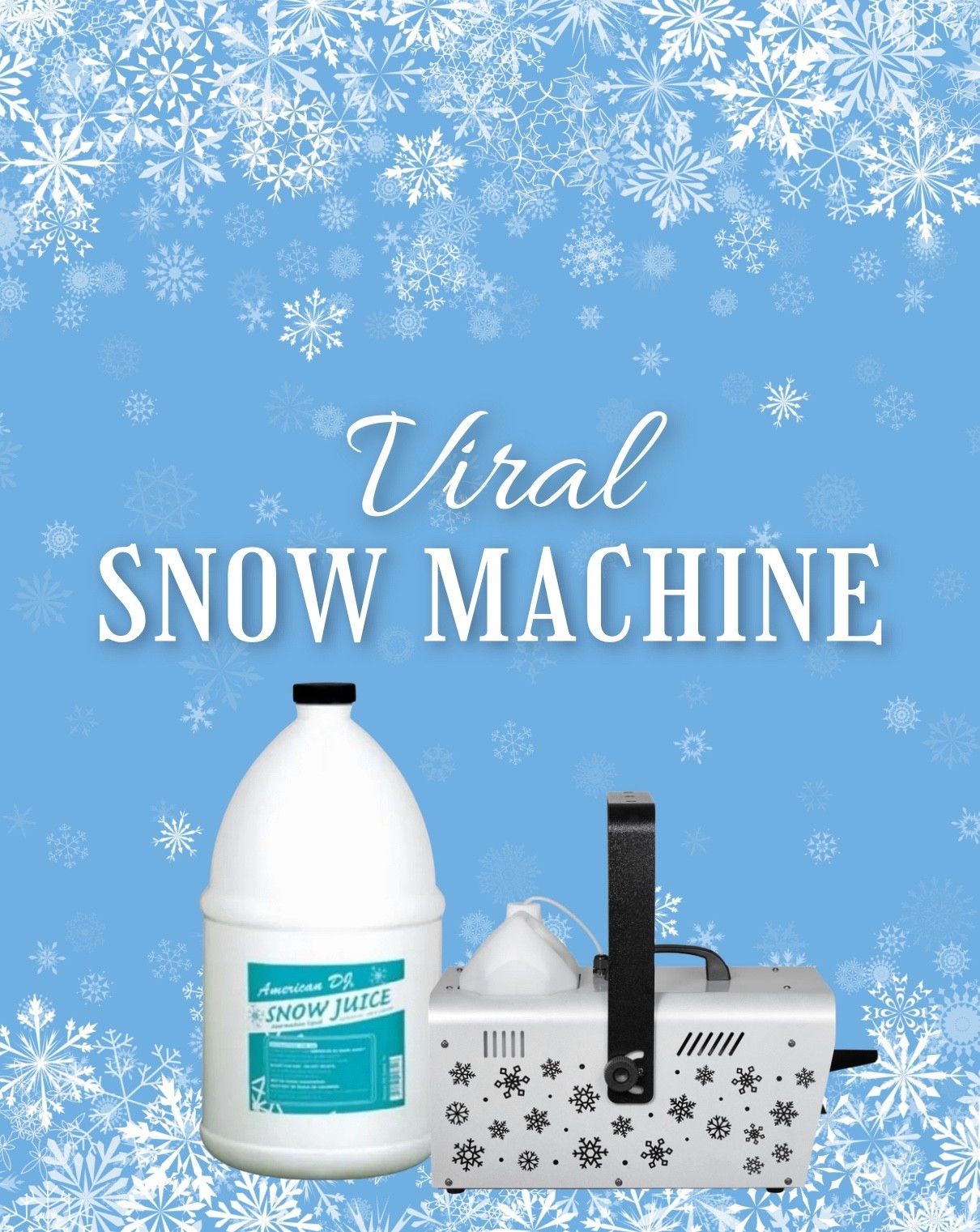No snow outside? No problem.
Create a winter wonderland right at home with the viral snow machine everyone is talking about. Transform your home into a snowy escape—instantly! Perfect for parties, gifts, and holiday photos.
Get yours before it sells out! ❄️✨ #viralsnowmachine #viral #gifts
#snowmachine #holidaymusthave

#LTKHoliday #LTKmomlife #LTKGiftGuide