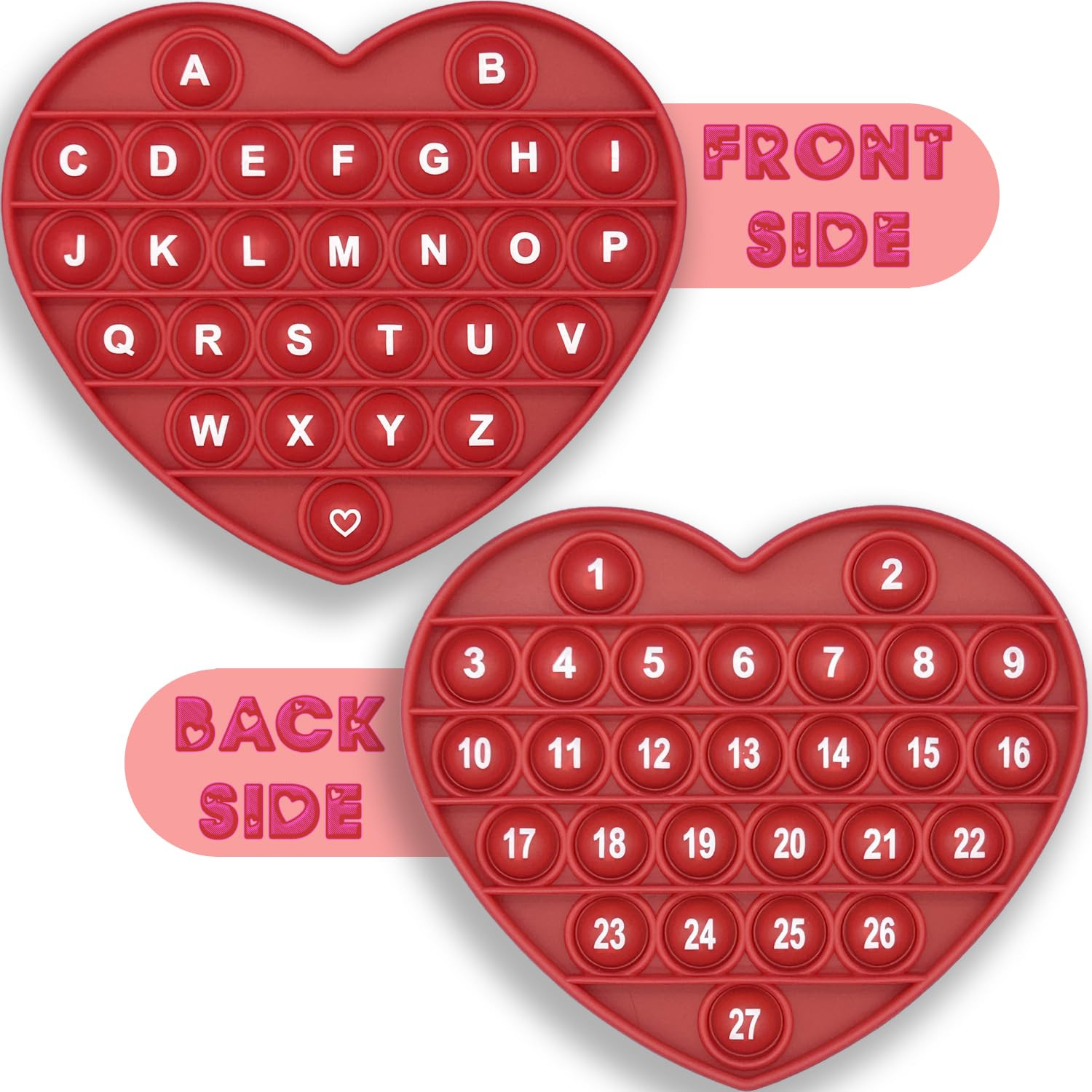 Red Heart Shaped Pop Bubble Valentines Fidget Toy with Letters and Numbers, Xmas Gift Sensory Toy... | Amazon (US)