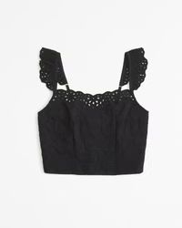 Ruffle Strap Eyelet Set Top | Abercrombie & Fitch (US)