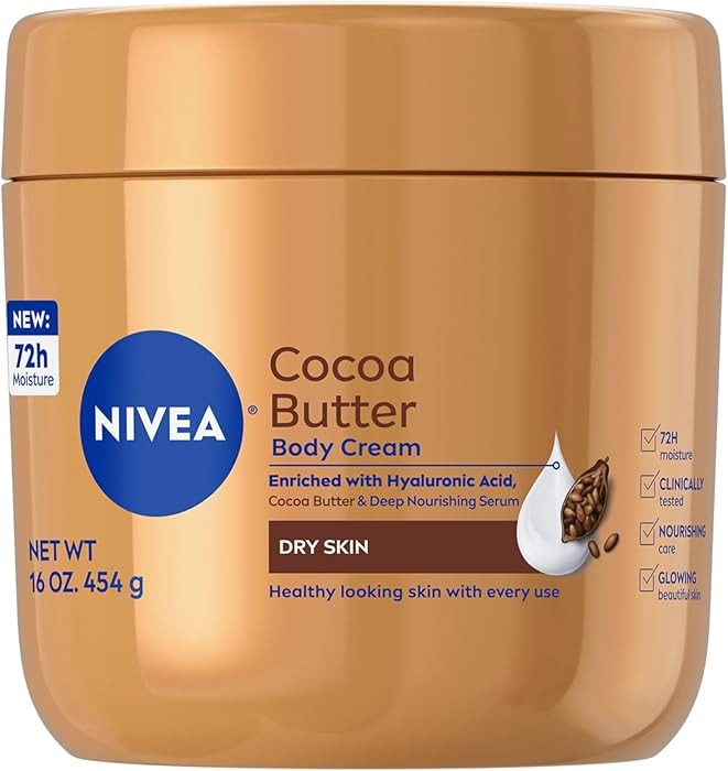 NIVEA Cocoa Butter Body Cream with Deep Nourishing Serum, Cocoa Butter Cream for Dry Skin, 16 Oun... | Amazon (US)
