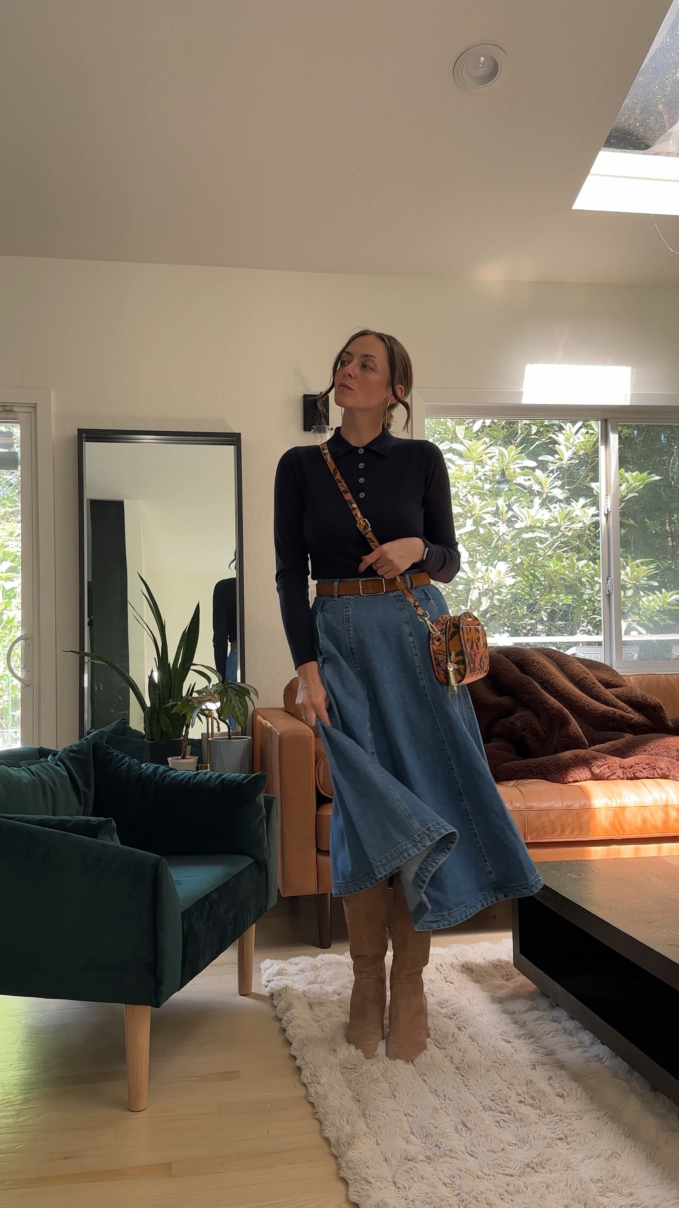 Midi skirt and cashmere long sleeve polo shirt - fall outfit styled different ways

#LTKFallSale #LTKSeasonal #LTKWorkwear