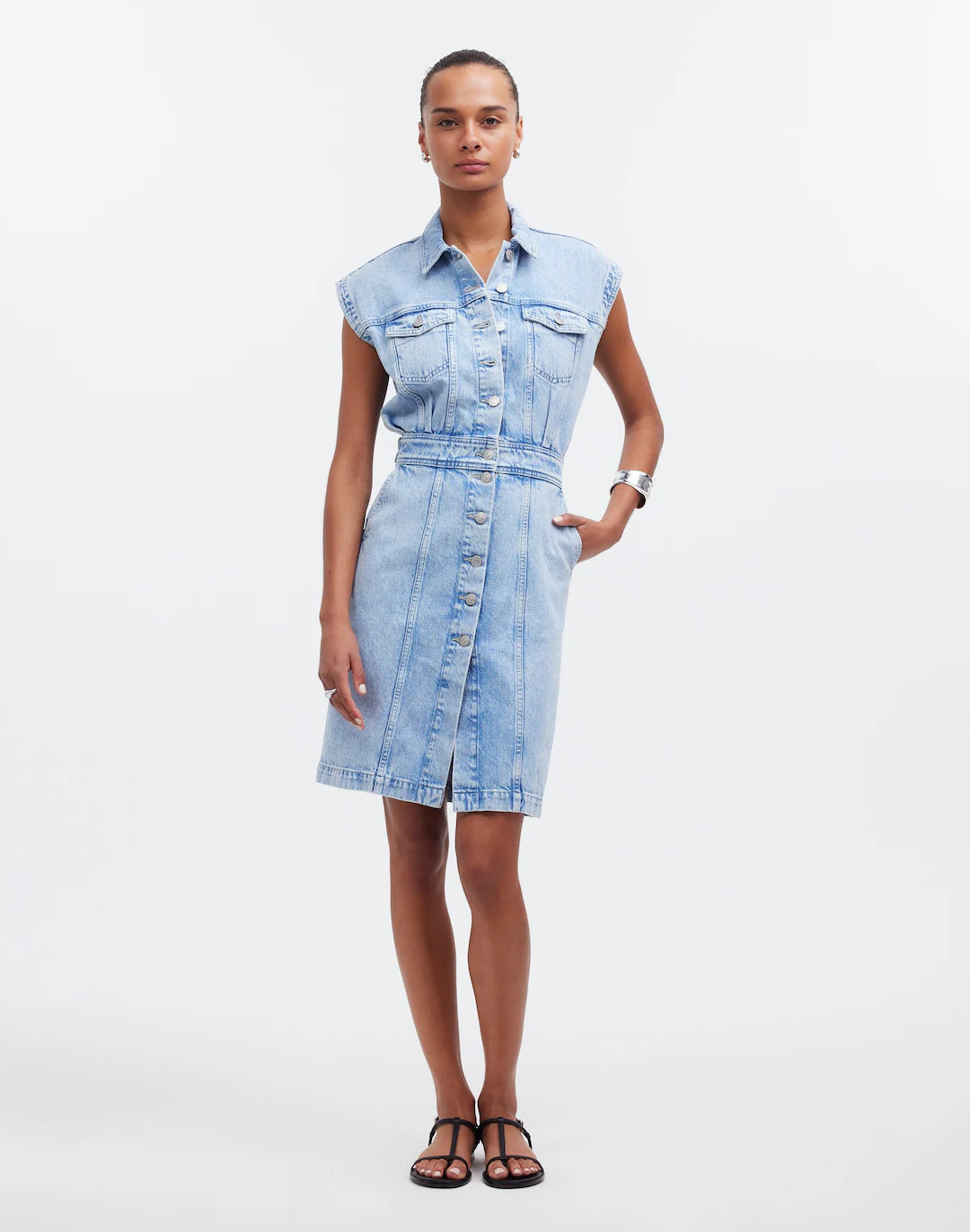 Denim Cap-Sleeve Shirtdress in Aquino Wash | Madewell