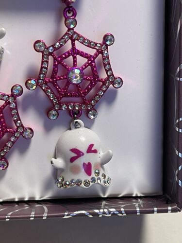 New in Box Betsey Johnson Glow in Dark Pink Iridescent Ghost Spider Web Earrings  | eBay | eBay US