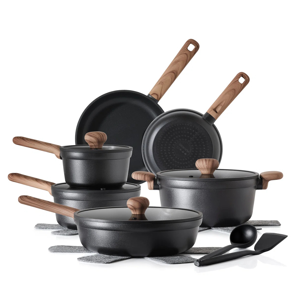 SENSARTE Non Stick Cookware Sets, 17-Piece, Non-Toxic Healthy, PFOA PFOS Free | Wayfair North America