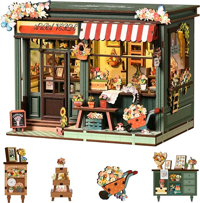 ISSEVE Book Nook Kit, Miniature House Kit Dollhouse Kits Bookshelf D\u00e9cor | Amazon (US)