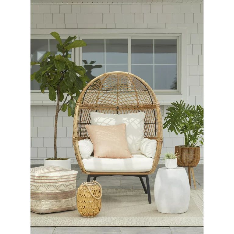 Better Homes & Gardens Ventura Boho Stationary Wicker Egg Chair | Walmart (US)