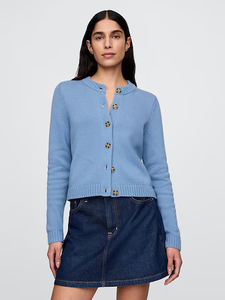 100% Cotton Crewneck Cardigan | Gap (US)