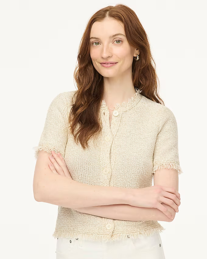 Short-sleeve fringe lady cardigan sweater | J.Crew Factory