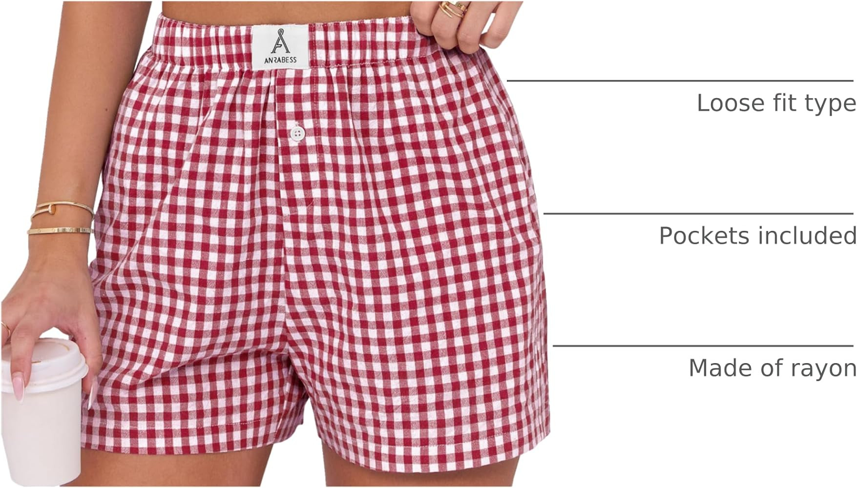 ANRABESS Boxer Shorts for Women Gingham Pajama 2026 Summer Casual Lounge Sleep Plaid Shorts Y2K B... | Amazon (US)