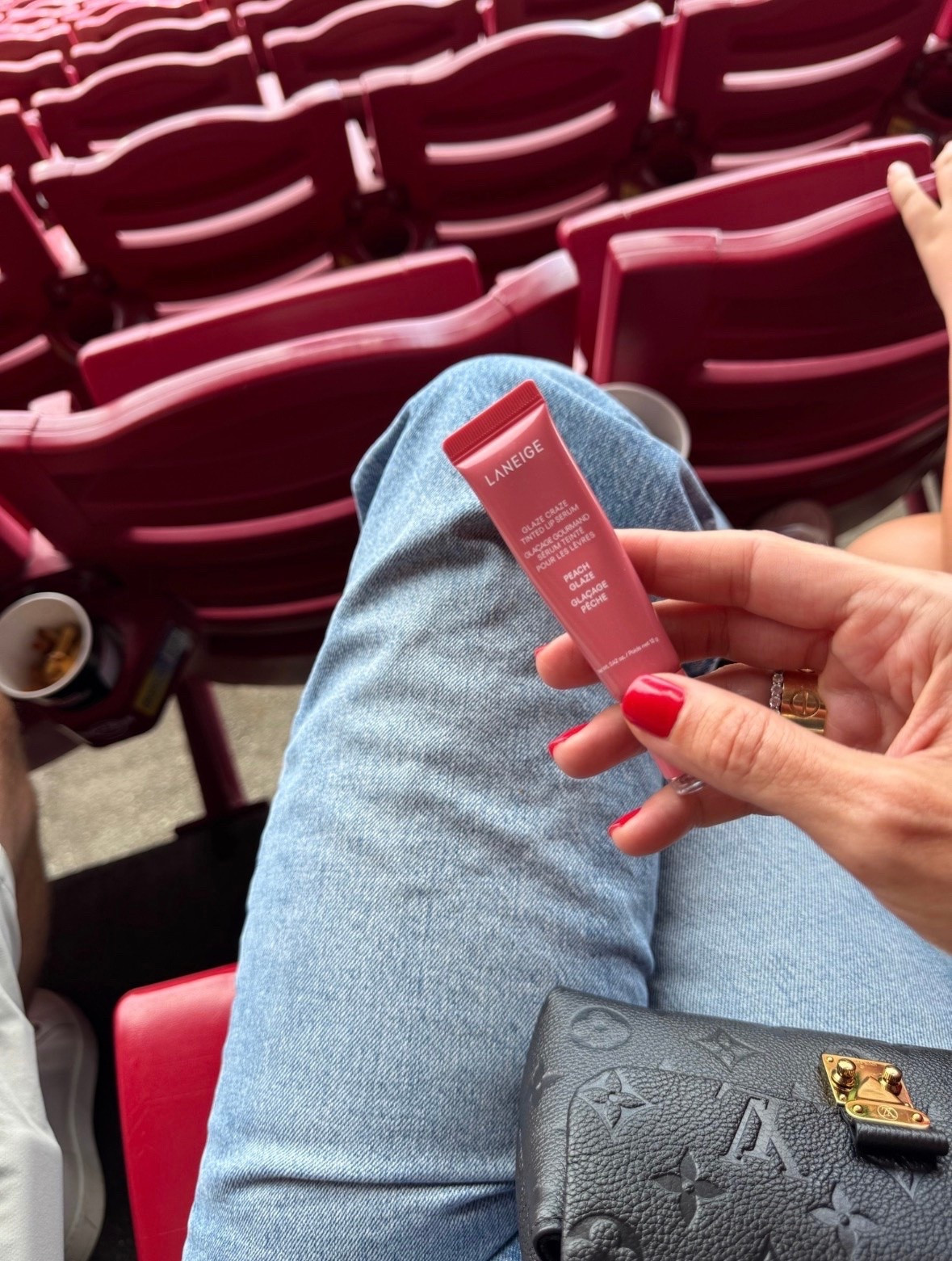 Trending! Perfect on-the-go lip color for a day at the ballpark. This Laneige tinted lip serum keeps my lips soft, hydrated, and a little glossy all game long. Love the peach shade for summer vibes

summer makeup, tinted lip serum, Laneige, peach glaze, hydrating lip color, ballpark ready, easy beauty, everyday lip, quick makeup, themominstyle

#LTKTravel #LTKBeauty #LTKOver40