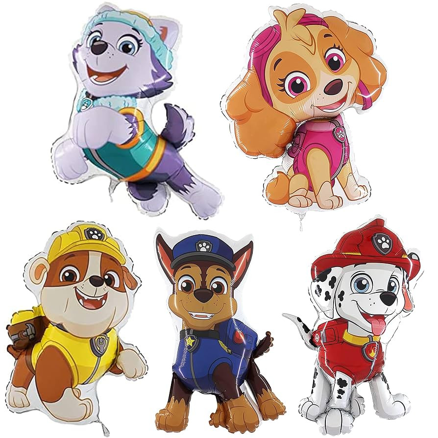 Toyland® Pack Of 5 Paw Patrol Foil Balloons - Chase, Everest, Marshall, Rubble & Skye Character ... | Amazon (US)