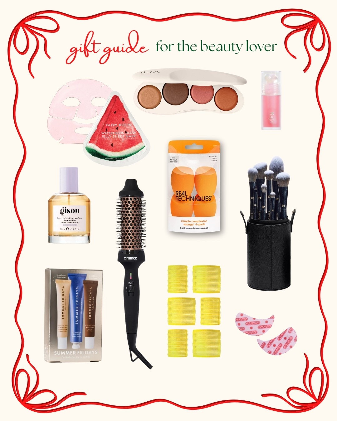 Gifts for the beauty lover in your life under $100! I love my RealTechniques beauty sponges so this is the perfect stocking stuffer, along with these Drybar rollers. I also think a brush set is a great gift this time of year, linking one from Sephora. And then some other fun little gifts are eye masks and face masks. Plus, a hair perfume, a coveted palette and then a gift set of lip balms for winter. 

#LTKHoliday #LTKGiftGuide