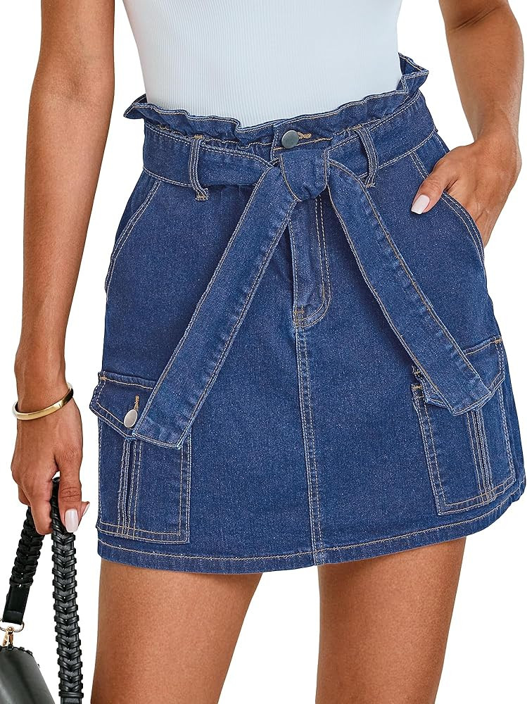 luvamia Denim Skorts Skirts for Women High Waisted Jean Shorts with Pockets Casual Cute Summer Be... | Amazon (US)