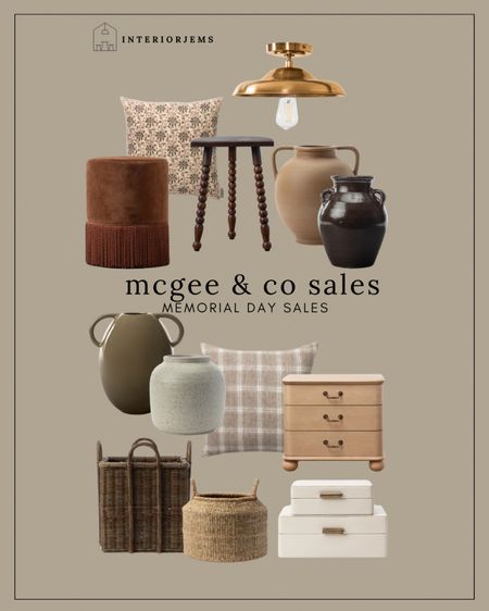 McGee and co me Memorial Day up to 25% off site wide, sales.accessories on sale, stool, vases, ottoman, nightstand, bedroom furniture, decorative boxes 

#LTKSaleAlert #LTKHome #LTKStyleTip