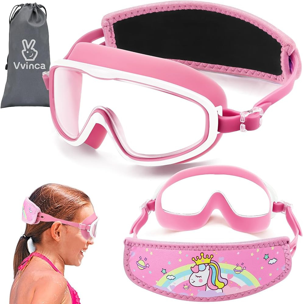 Vvinca Kids Swim Goggles for Age 2-8, Toddler-Goggles with Fabric Strap No Leak Pain-Free, Anti-F... | Amazon (US)