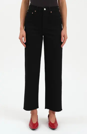 DAZE Pleaser High Waist Raw Hem Crop Jeans in All Nighter at Nordstrom Rack, Size 25 | Nordstrom Rack