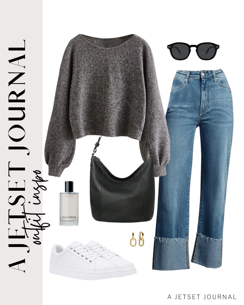 Another outfit idea is this gray sweatshirt and jeans combination. White sneakers and SOJOS sunnies totally suit this fit. I also love these Ana Luisa Ash Double Hoop Earrings, so classy! 

 #LTKSeasonal #LTKSaleAlert #LTKTravel