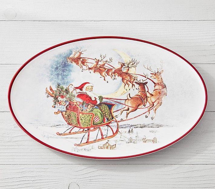 Classic Holiday Platter, Santa and Sleigh | Pottery Barn Kids