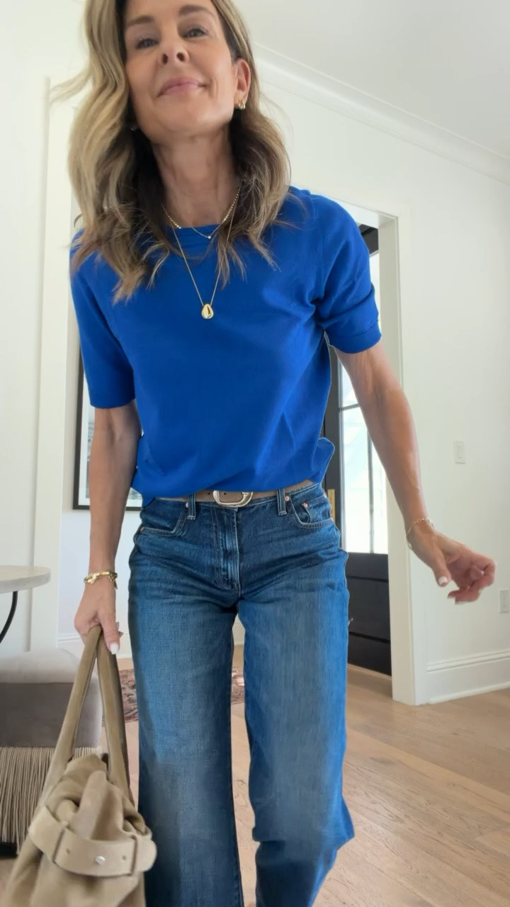 I’m 5’6
Blue knit sweater XS
Jeans TTS
suede flats TTS

Exact top is on ShopMy

Helping women in midlife elevate their everyday style with chic, wearable outfits at a mix of high and low price points. I share what to wear over 50, casual everyday outfits, elevated basics, polished wardrobe staples, current trends, and easy outfit ideas that feel comfortable, modern, and always chic. Think effortless midlife style, high-low fashion, everyday outfit inspiration, and pieces you’ll actually want to wear on repeat.