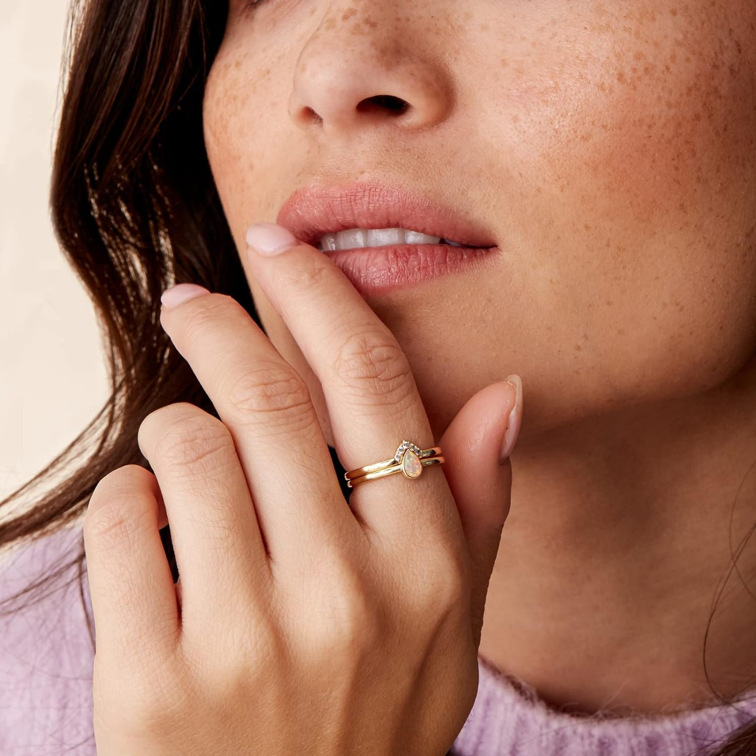 PAVOI 14K Gold Plated Stacking Rings for Women | Classy Design with Sparkling Cubic Zirconia Crys... | Amazon (US)