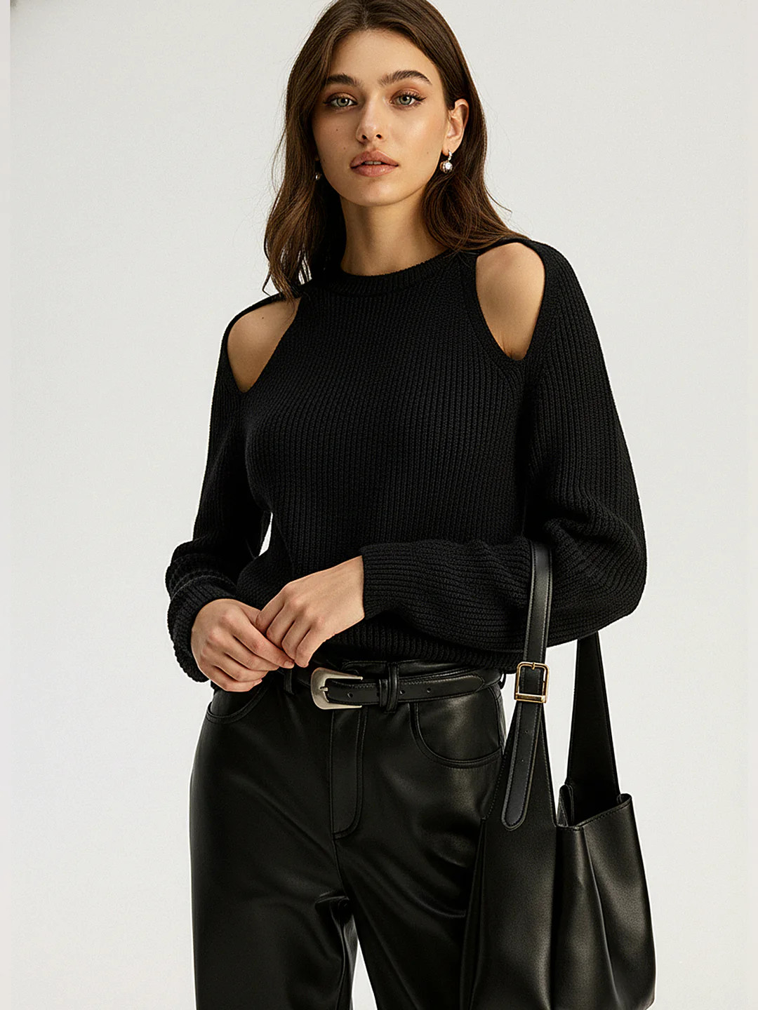 Cut-out Ribbed Knit Sweater | Commense