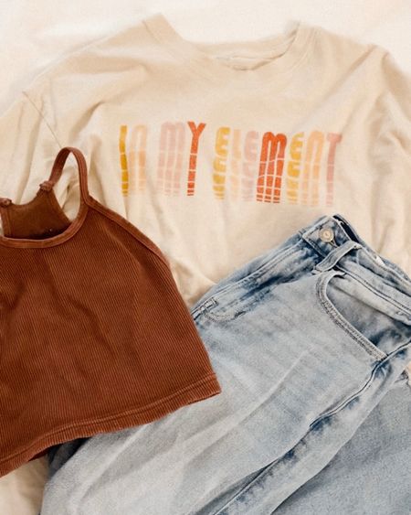 easy, casual outfit, mom style, graphic tee, oversized tee, fp happiness runs, denim jeans, straight jeans, light wash jeans

#LTKsalealert #LTKstyletip #LTKunder50