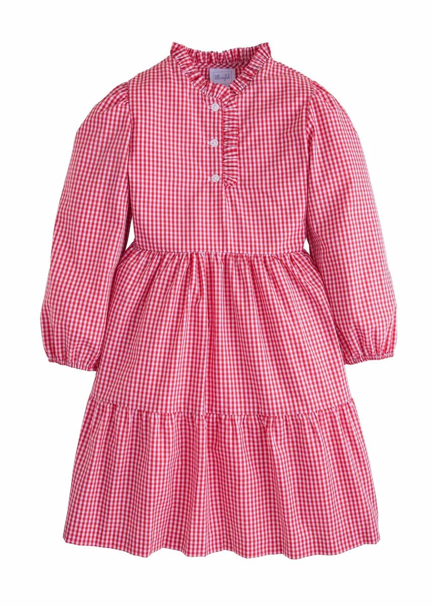 Tiered Midi Dress - Red Gingham | Little English