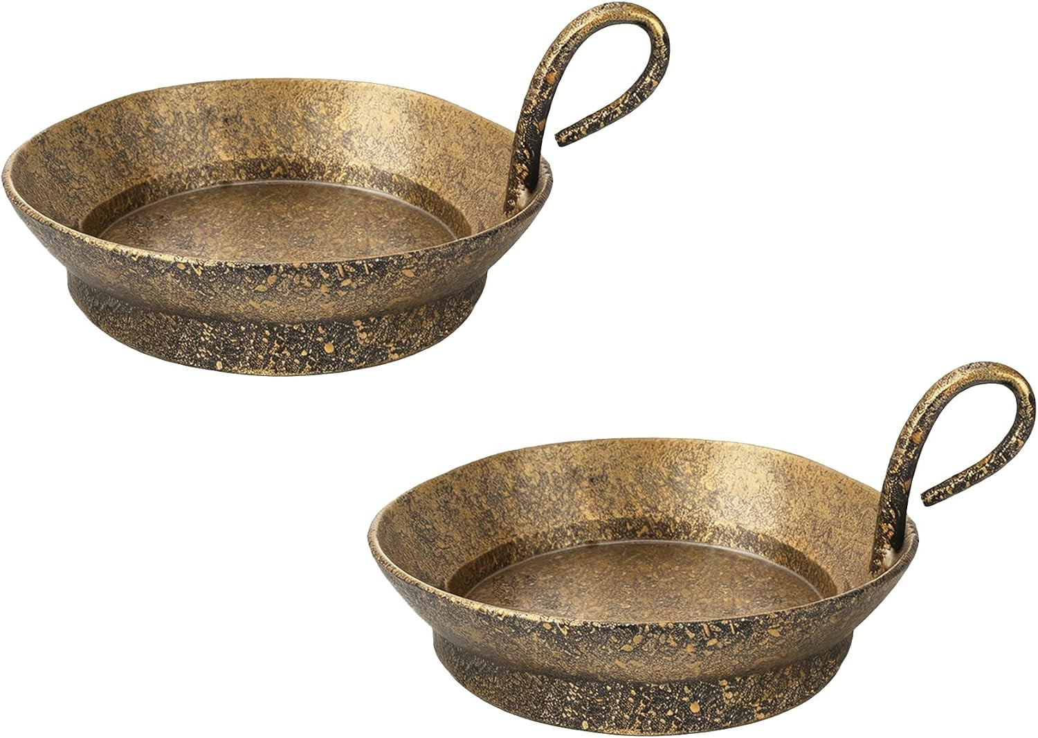 5" Wide Set of 2 Cast Iron Candle Holder with Handle in Rustic Gold for Pillar, Pillar Candle Holder, Farmhouse Vintage Style, for Mantels, Tabletops, Centerpieces, Entryways, Shelves | Amazon (US)