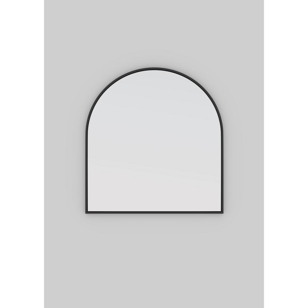 30 in. W x 32 in. H Framed Arched Bathroom Vanity Mirror in Black | The Home Depot