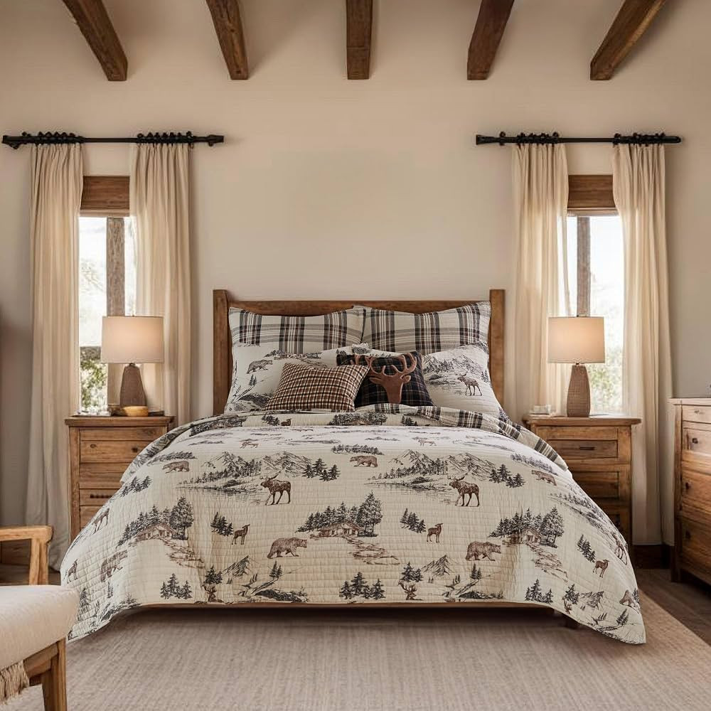 Levtex Home - Lodge Toile Quilt Set - Full/Queen Quilt and Two Standard Shams - Mountain Lodge - ... | Amazon (US)