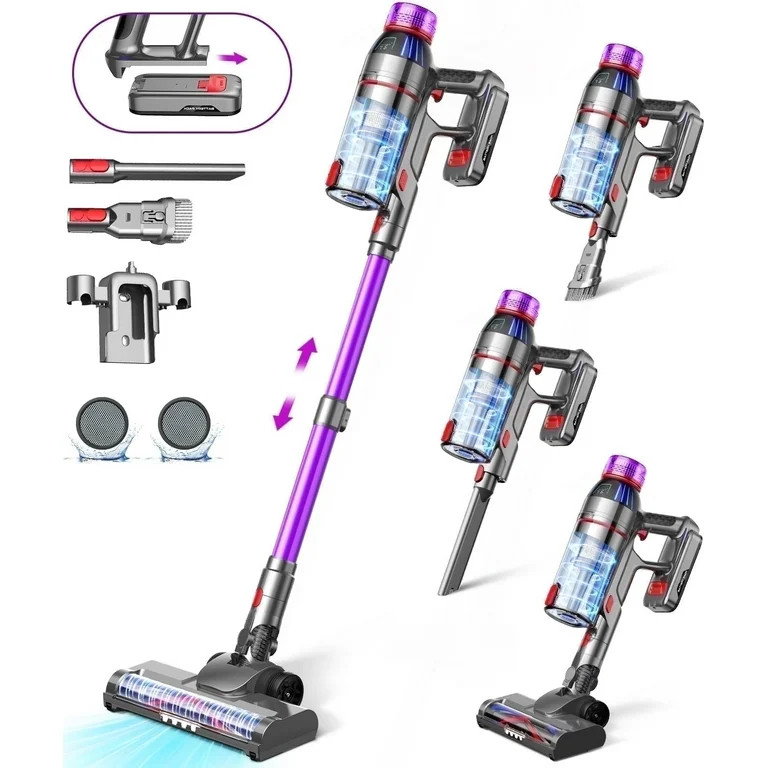 Hosaud Cordless Vacuum Cleaner - 45000pa 550W 55mins 2600mAh Lightweight Stick Vacuum Cleaners fo... | Walmart (US)