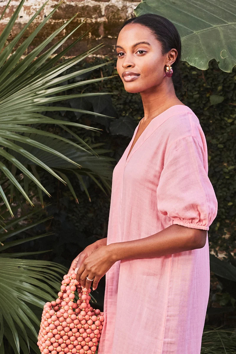Gauze Caftan in Coral | Lake Pajamas