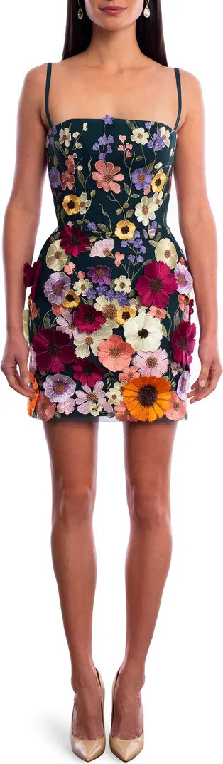 Hilma Floral Appliqué Sequin Minidress | Nordstrom