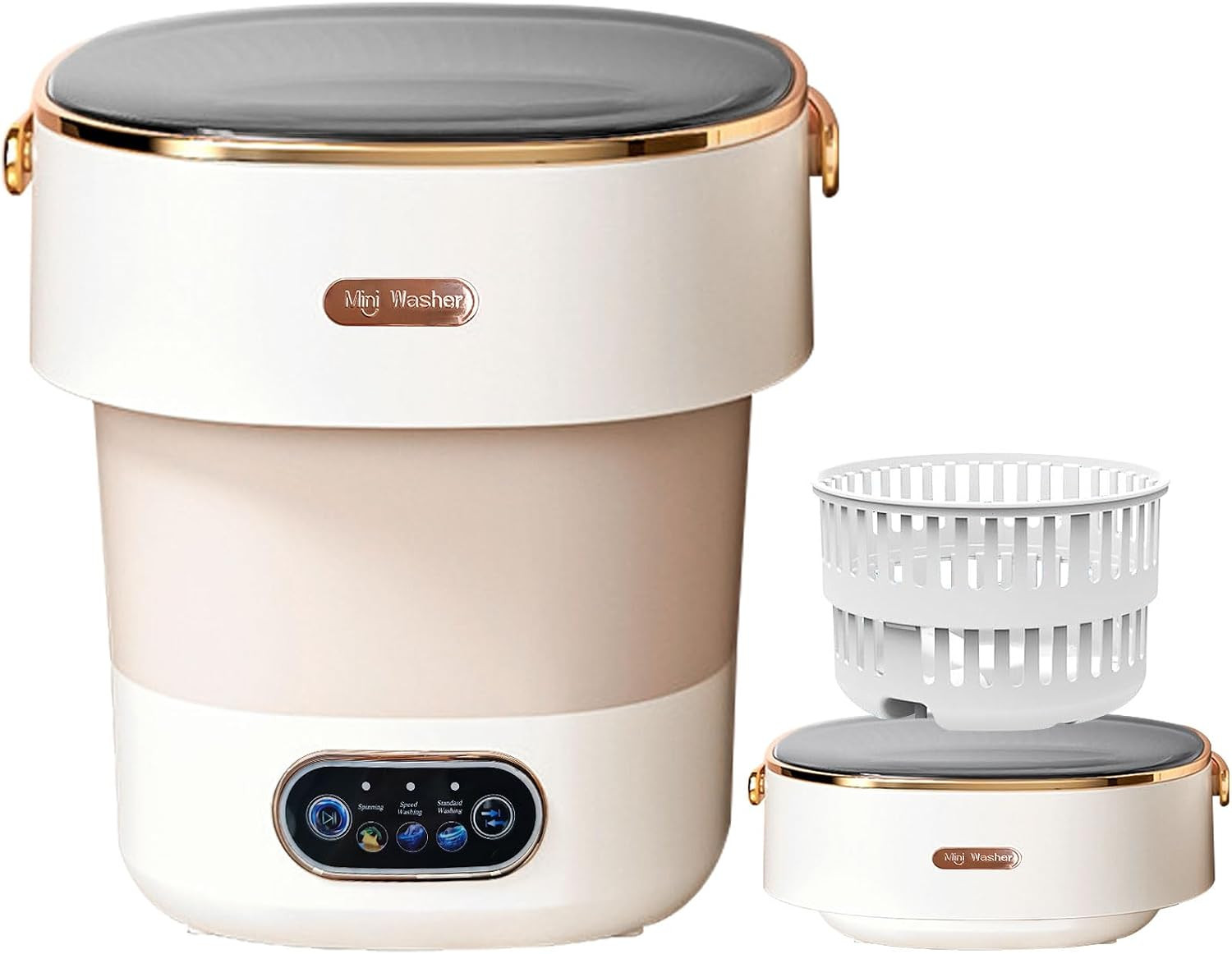 Portable Washing Machine,Mini Washer -20L Upgraded With Spin Basket,Small Clothes Folding Washing Machine Of Underwear, Baby And Small Clothes,Suitable For Home Apartments Dormitories, Hotels Beige | Amazon (US)
