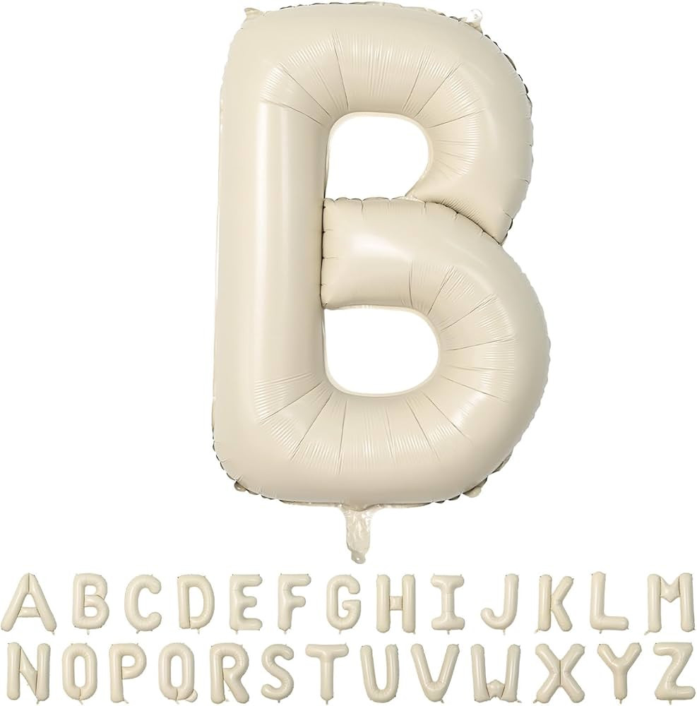 40 Inch Cream Letter Balloons, Large B Letter Balloons Foil Helium Balloons, Mylar Big Single Alp... | Amazon (US)