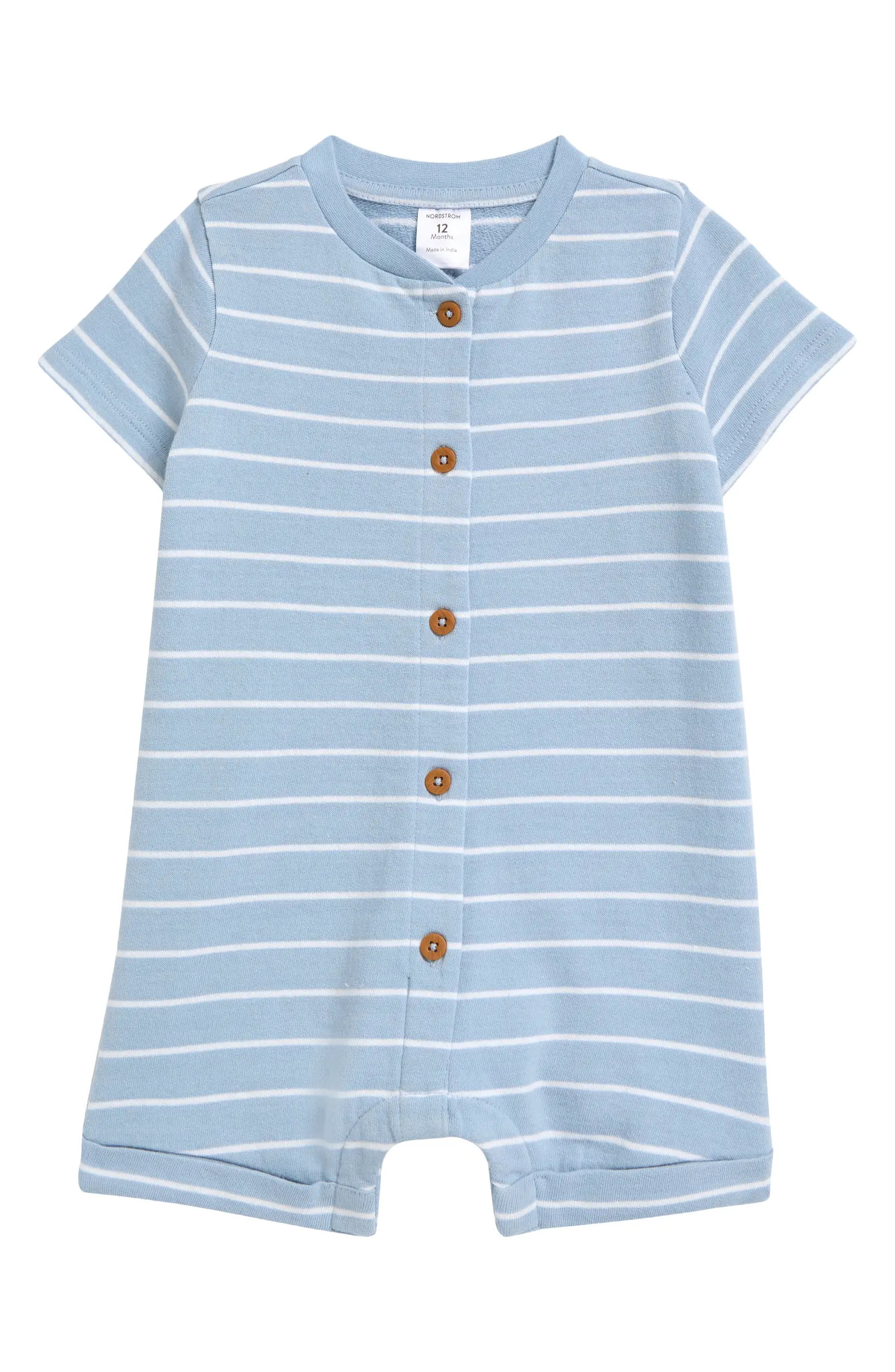 Nordstrom Stripe Button-Up Cotton French Terry Romper | Nordstromrack | Nordstrom Rack