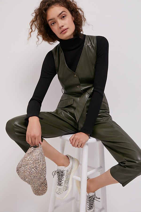 Adrian Faux Leather Jumpsuit By Avec Les Filles in Green Size 2 X | Anthropologie (US)