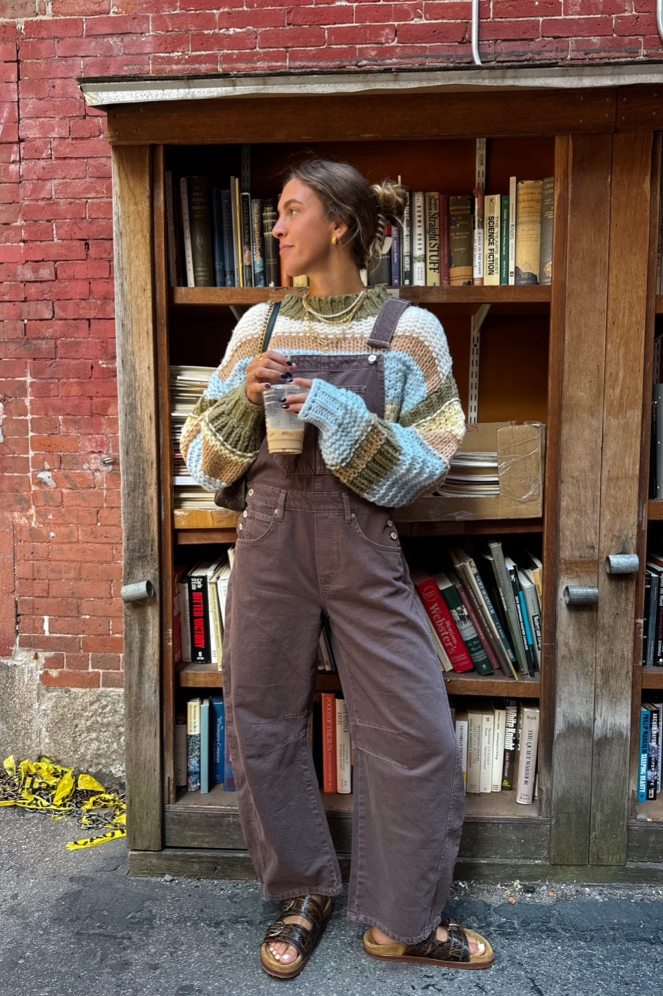 Cozy fall outfit inspo🤎🍂 fall fashion 2024, barrel jean overalls, brown denim, chunky knit sweater 

#LTKFallSale #LTKSeasonal #LTKStyleTip
